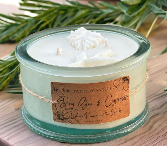 Dry Gin & Cypress  10 Oz.Soy Candle Recycled Glass